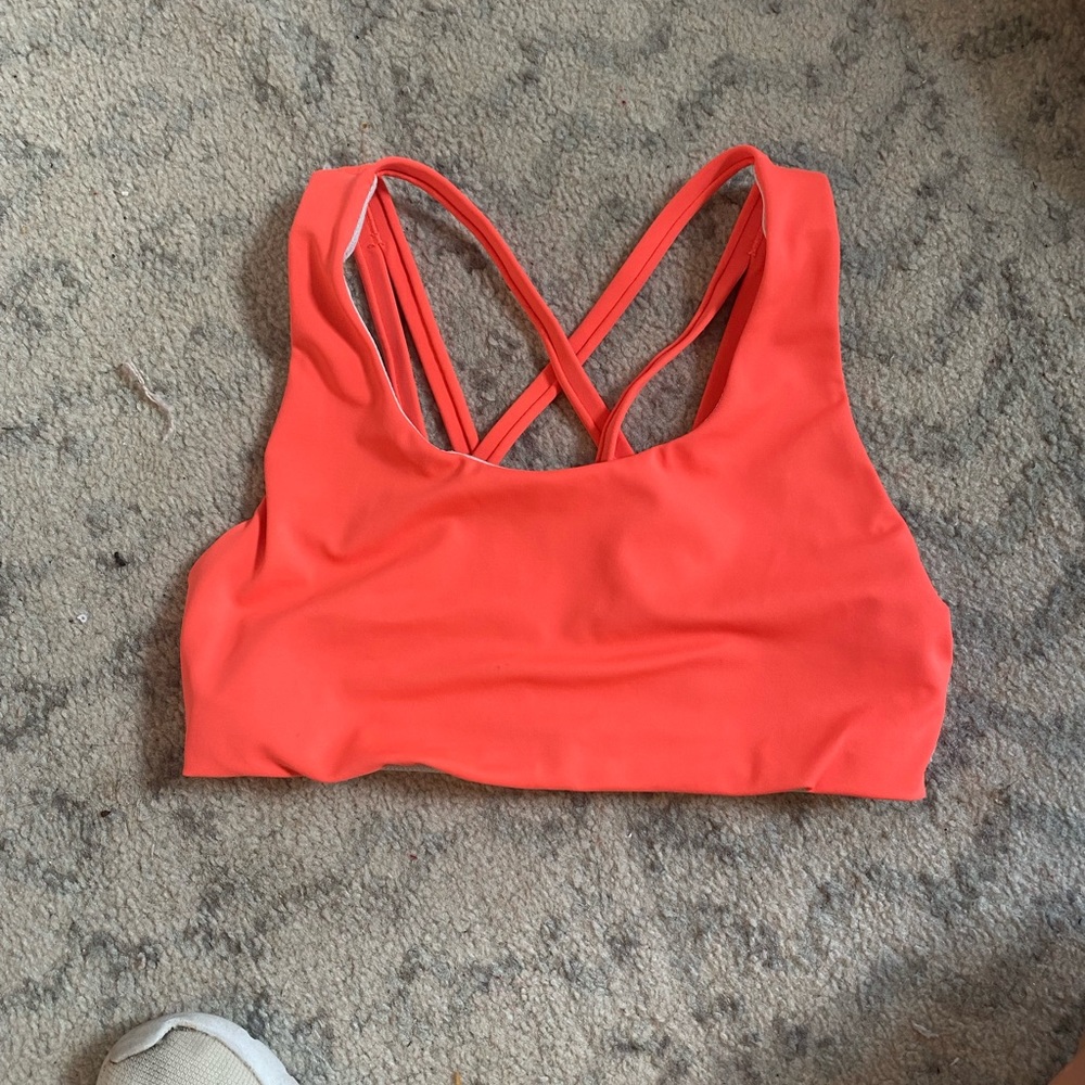Neon strappy sports bra